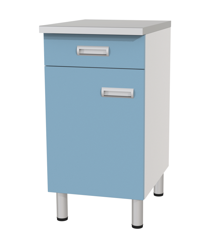 Стол лабораторный однотумбовый с ящиком, дверкой и полкой СЛ-02-«МСК» (код СЛ-02-202)